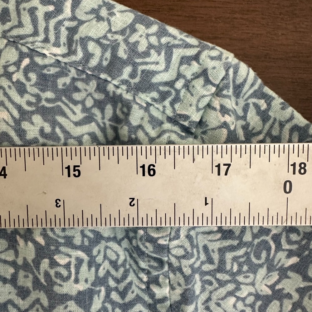 Faherty Brand Breeze Hemp Shirt Teal Waters Hilo Short Sleeve Button Down Mens M - Picture 11 of 12